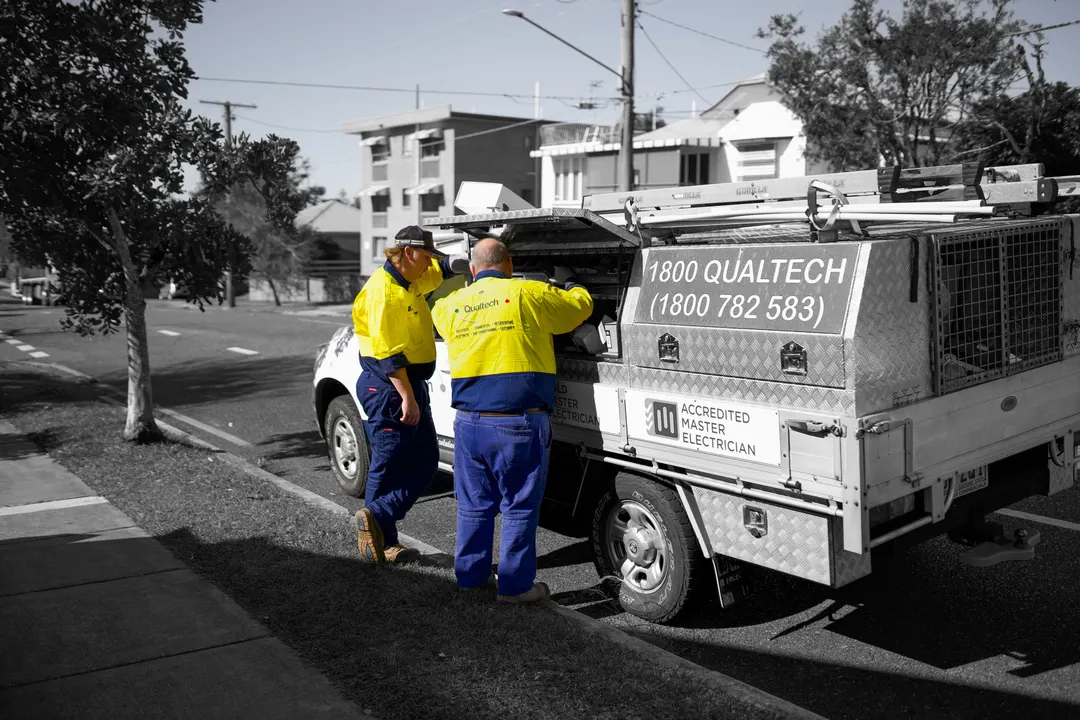Out and about keeping Brisbane's South East powered up, cooled down, and secured — Electrical work by Qualtech Electrical in Thornlands